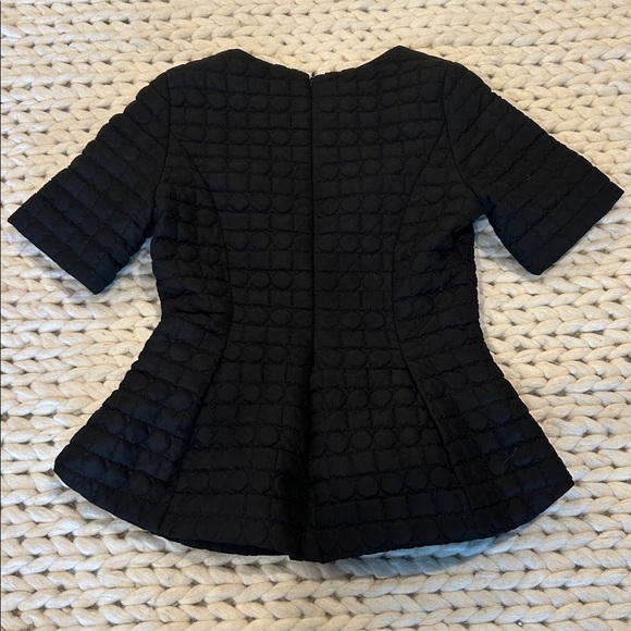 Gracia Black Textured Peplum Blouse Short Sleeve Size Small - Picture 6 of 12